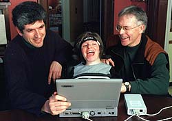 Claire with Nigel Livingstone and her father.